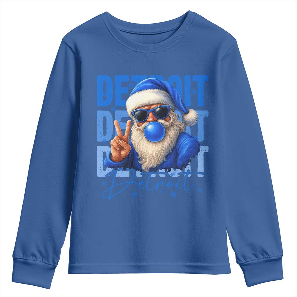 Detroit Football Christmas Youth Sweatshirt Santa Retro Lions Fan - Wonder Print Shop