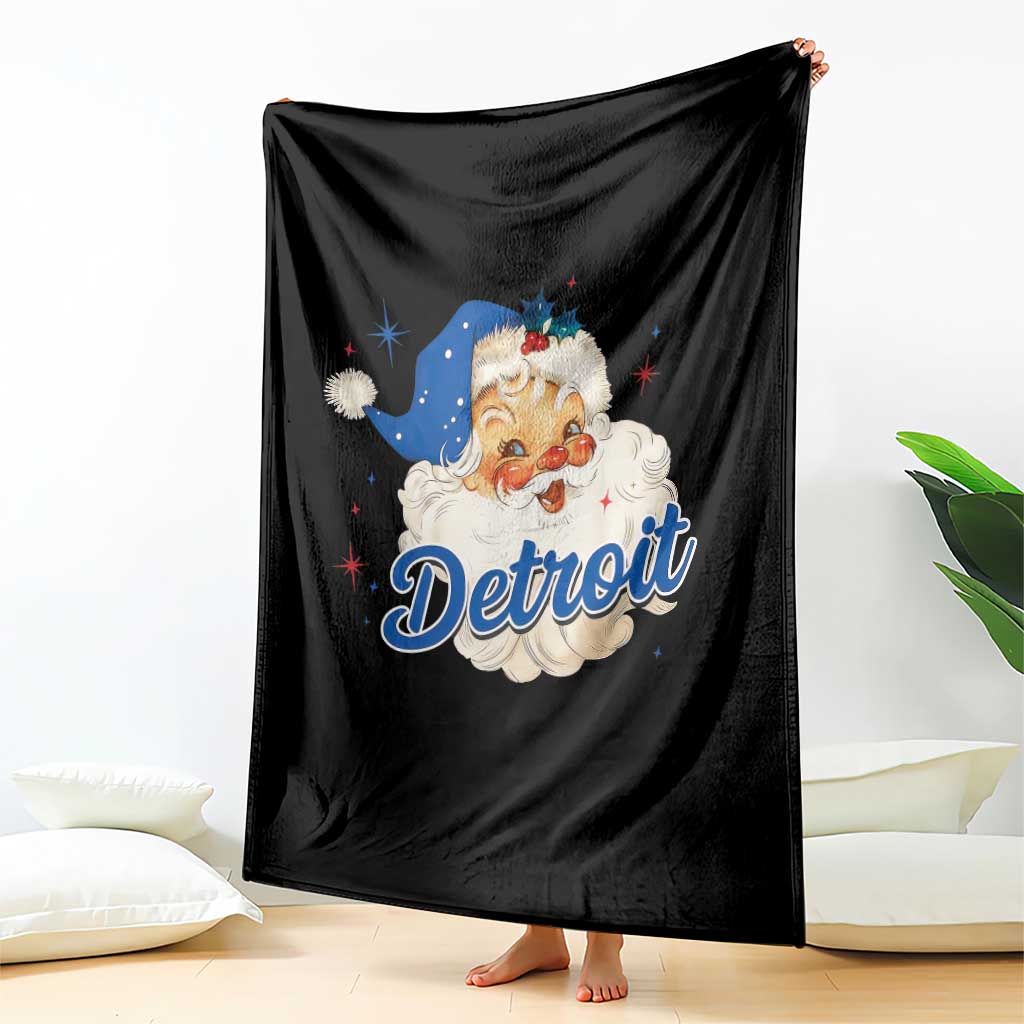 Christmas Detroit Football Throw Blanket Vintage Santa Lions Fan - Wonder Print Shop