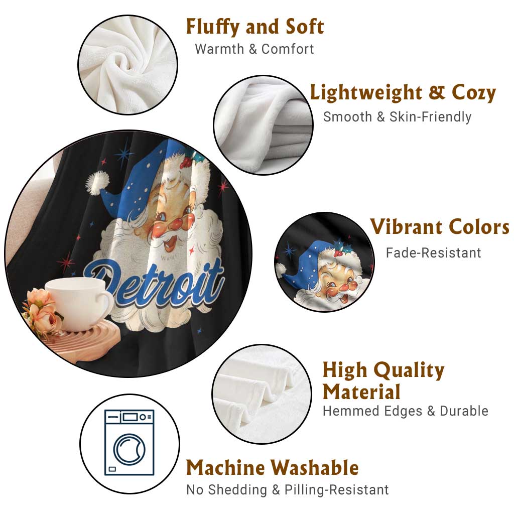 Christmas Detroit Football Throw Blanket Vintage Santa Lions Fan - Wonder Print Shop