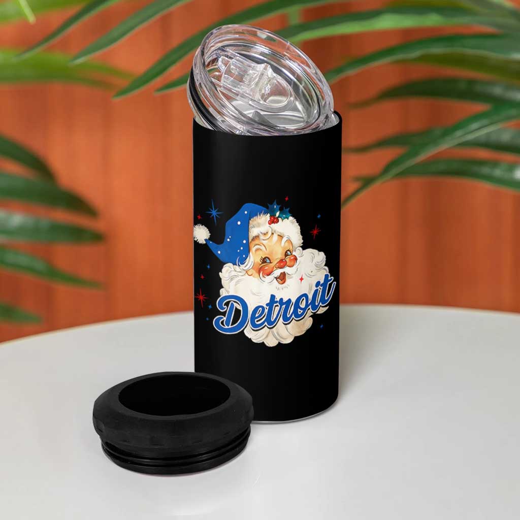 Christmas Detroit Football 4 in 1 Can Cooler Tumbler Vintage Santa Lions Fan - Wonder Print Shop