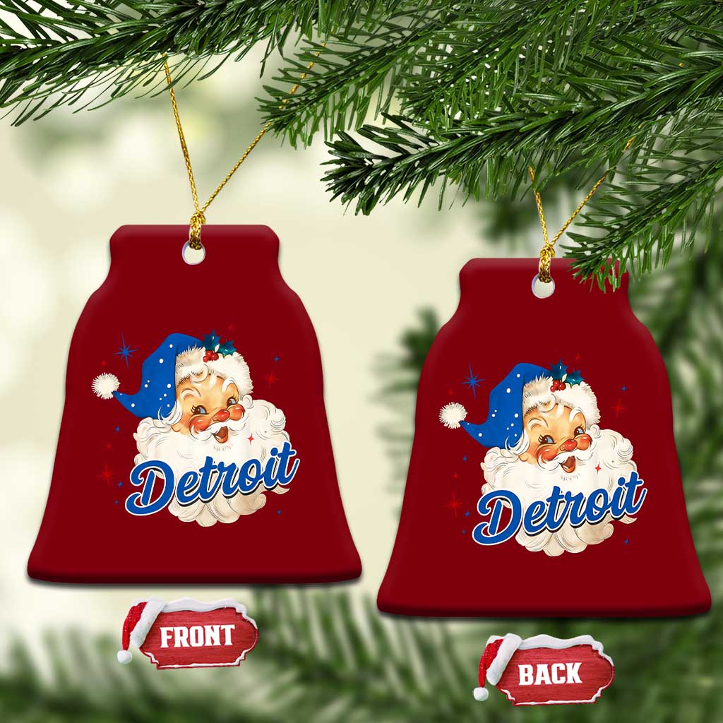 Christmas Detroit Football Ceramic Ornament Vintage Santa Lions Fan - Wonder Print Shop