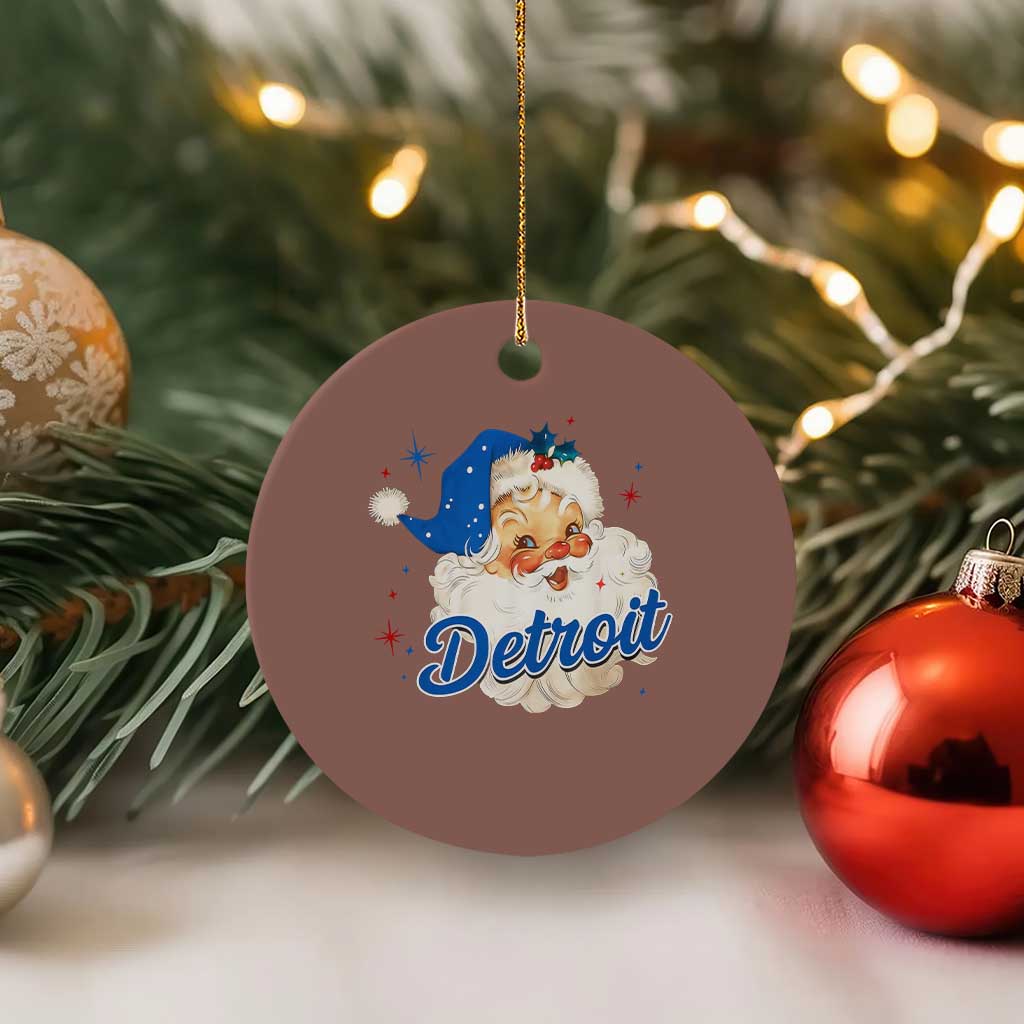 Christmas Detroit Football Ceramic Ornament Vintage Santa Lions Fan - Wonder Print Shop