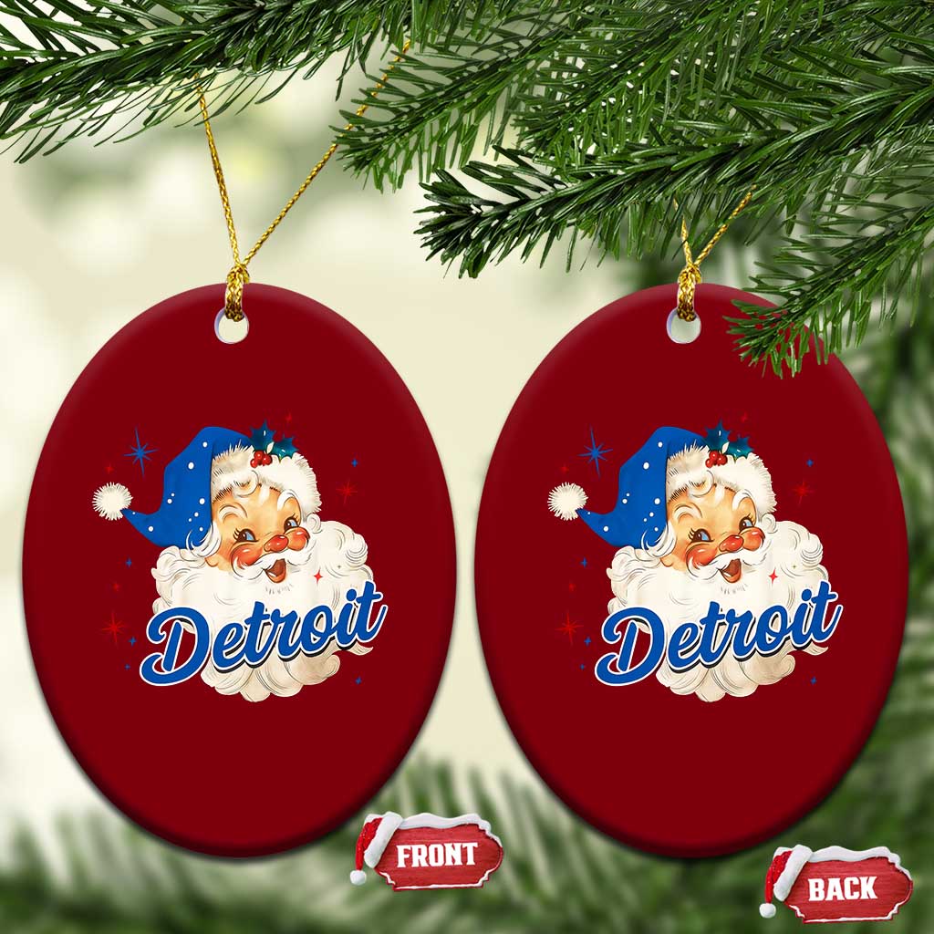 Christmas Detroit Football Ceramic Ornament Vintage Santa Lions Fan - Wonder Print Shop