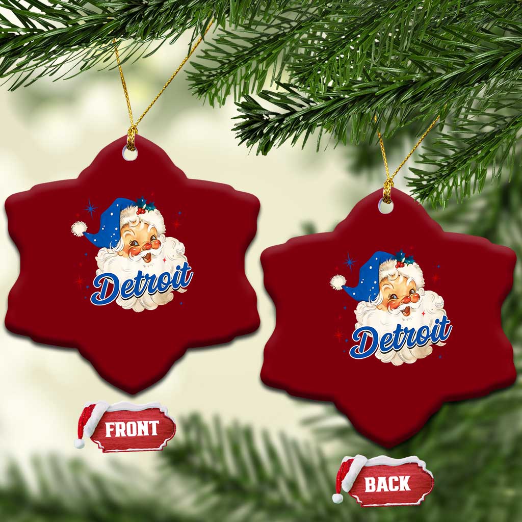 Christmas Detroit Football Ceramic Ornament Vintage Santa Lions Fan - Wonder Print Shop
