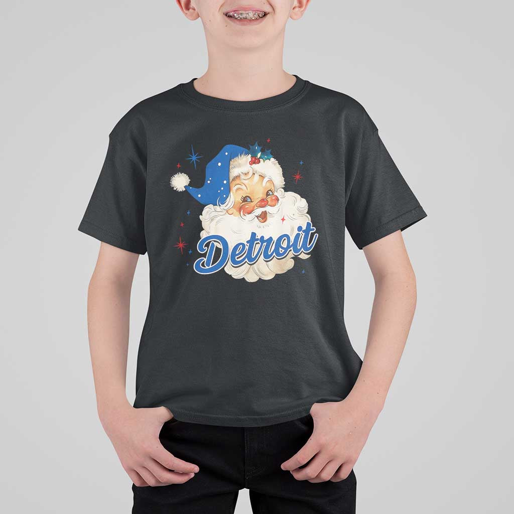 Christmas Detroit Football T Shirt For Kid Vintage Santa Lions Fan - Wonder Print Shop