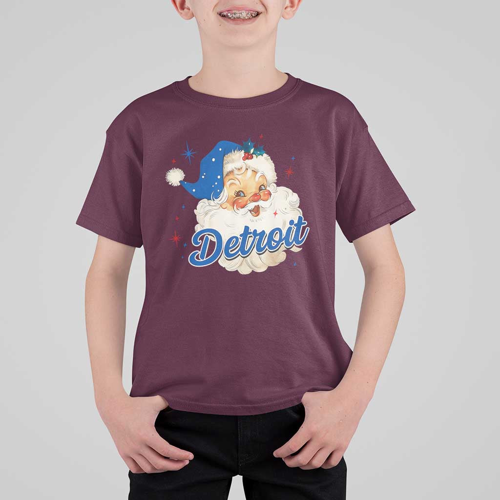 Christmas Detroit Football T Shirt For Kid Vintage Santa Lions Fan - Wonder Print Shop