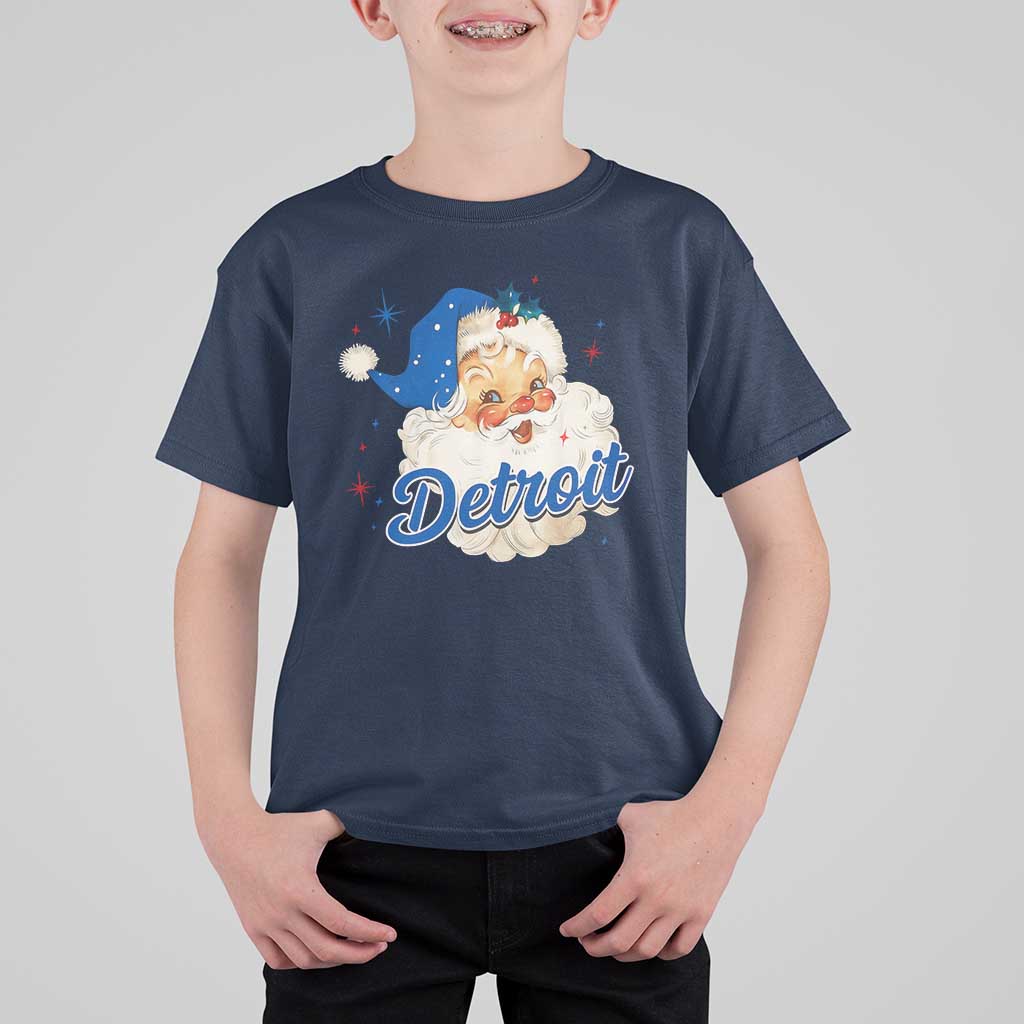 Christmas Detroit Football T Shirt For Kid Vintage Santa Lions Fan - Wonder Print Shop