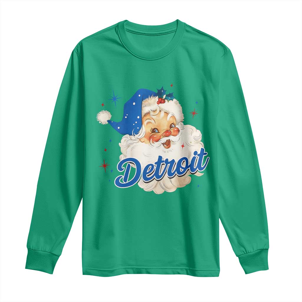 Christmas Detroit Football Long Sleeve Shirt Vintage Santa Lions Fan - Wonder Print Shop