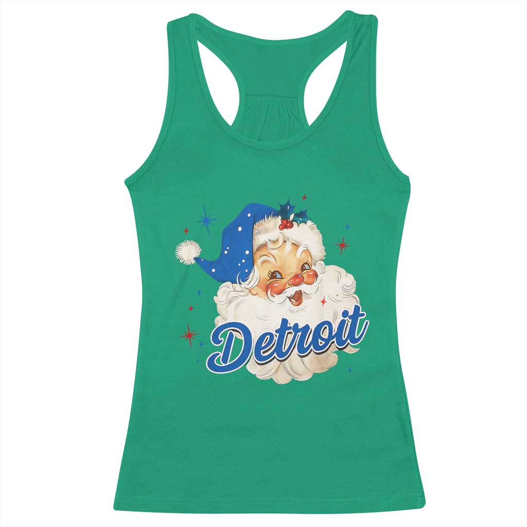 Christmas Detroit Football Racerback Tank Top Vintage Santa Lions Fan - Wonder Print Shop