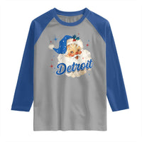 Christmas Detroit Football Raglan Shirt Vintage Santa Lions Fan - Wonder Print Shop