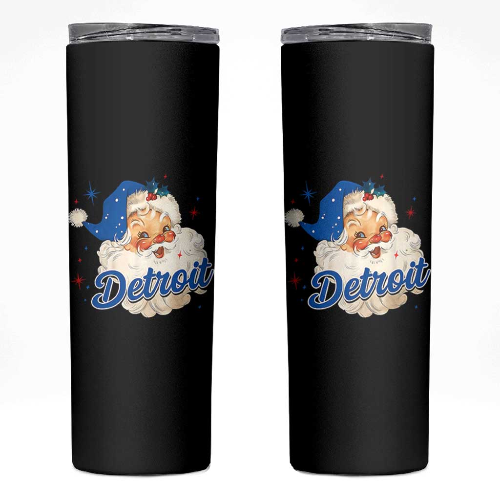 Christmas Detroit Football Skinny Tumbler Vintage Santa Lions Fan - Wonder Print Shop
