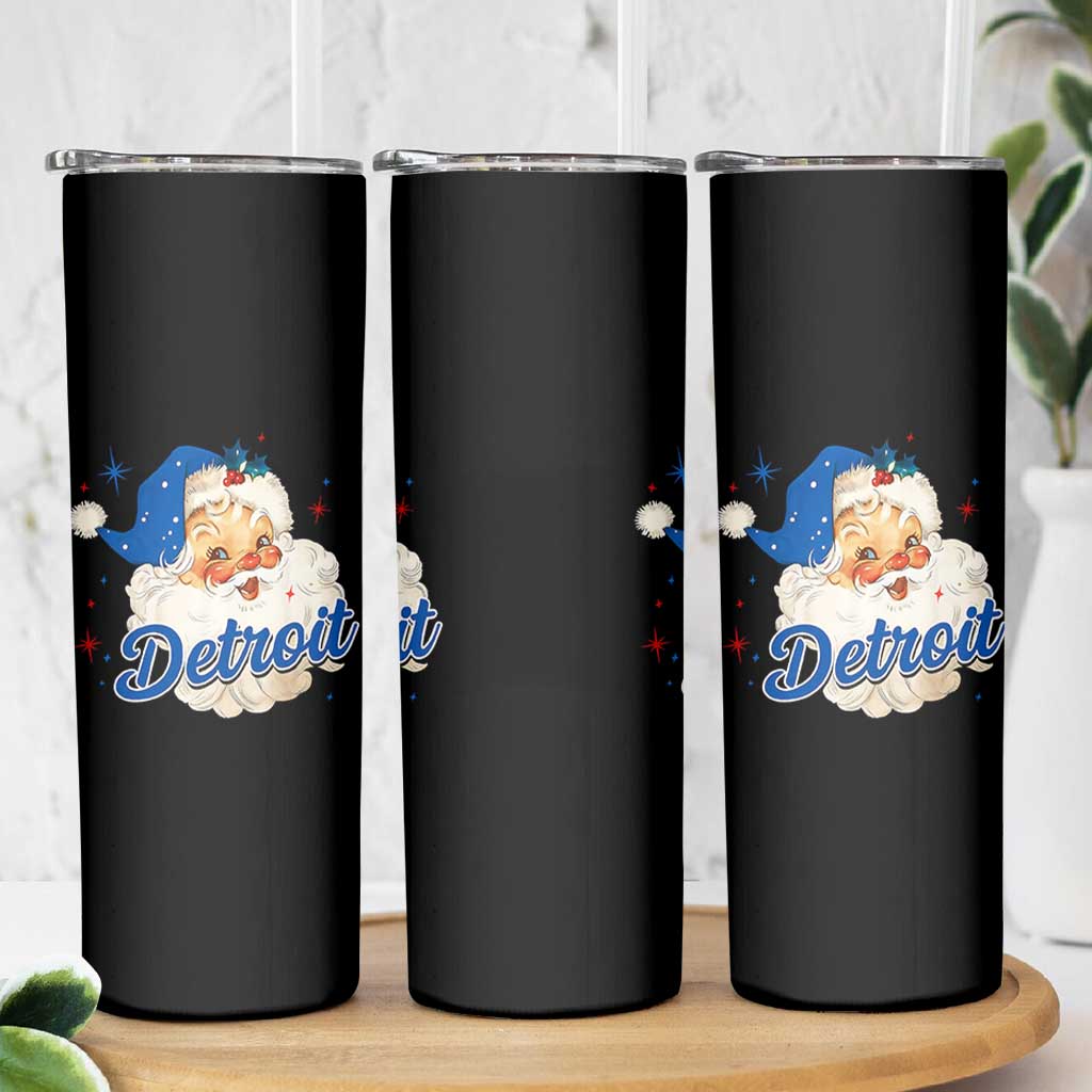 Christmas Detroit Football Skinny Tumbler Vintage Santa Lions Fan - Wonder Print Shop