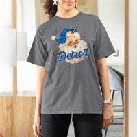 Christmas Detroit Football T Shirt For Women Vintage Santa Lions Fan - Wonder Print Shop