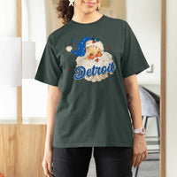 Christmas Detroit Football T Shirt For Women Vintage Santa Lions Fan - Wonder Print Shop