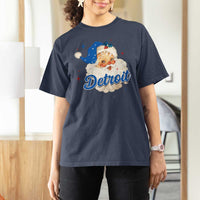 Christmas Detroit Football T Shirt For Women Vintage Santa Lions Fan - Wonder Print Shop