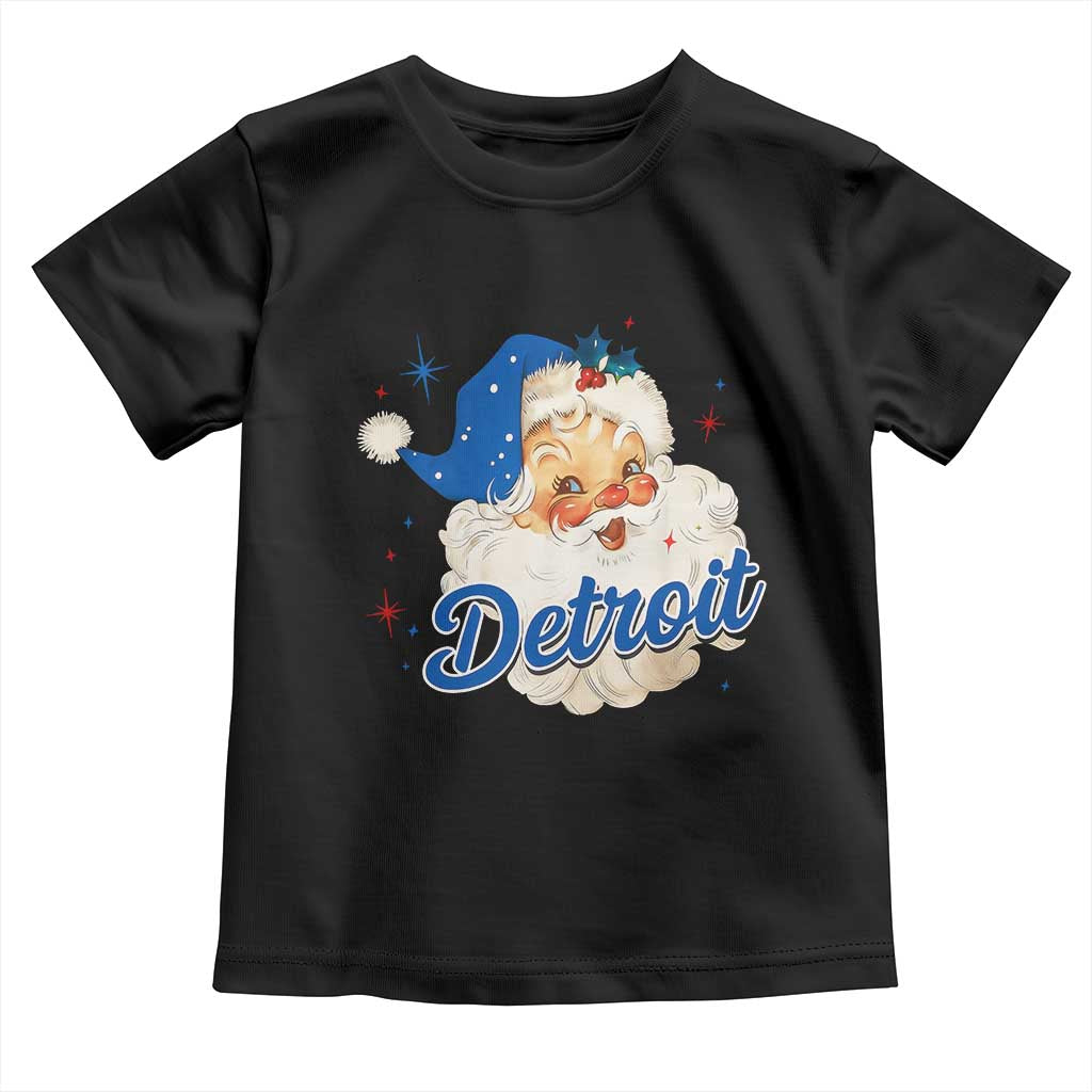 Christmas Detroit Football Toddler T Shirt Vintage Santa Lions Fan - Wonder Print Shop