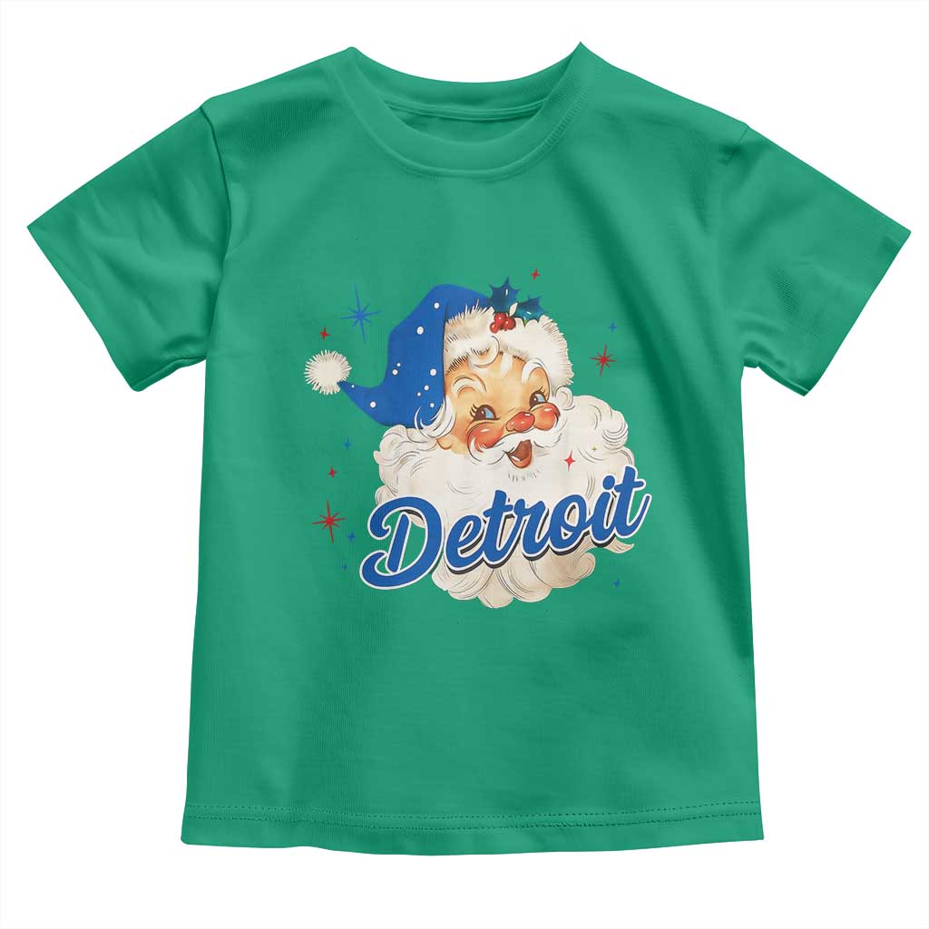Christmas Detroit Football Toddler T Shirt Vintage Santa Lions Fan - Wonder Print Shop