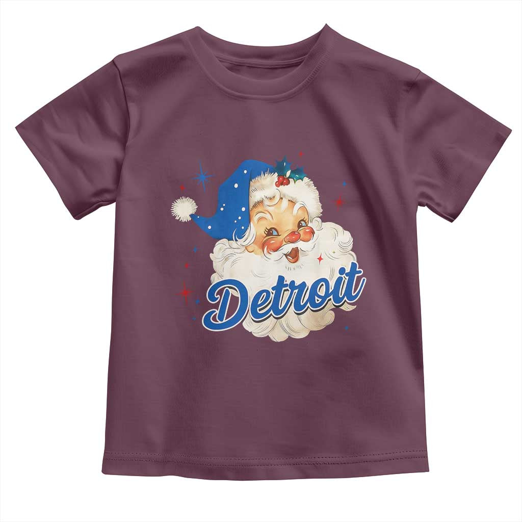 Christmas Detroit Football Toddler T Shirt Vintage Santa Lions Fan - Wonder Print Shop