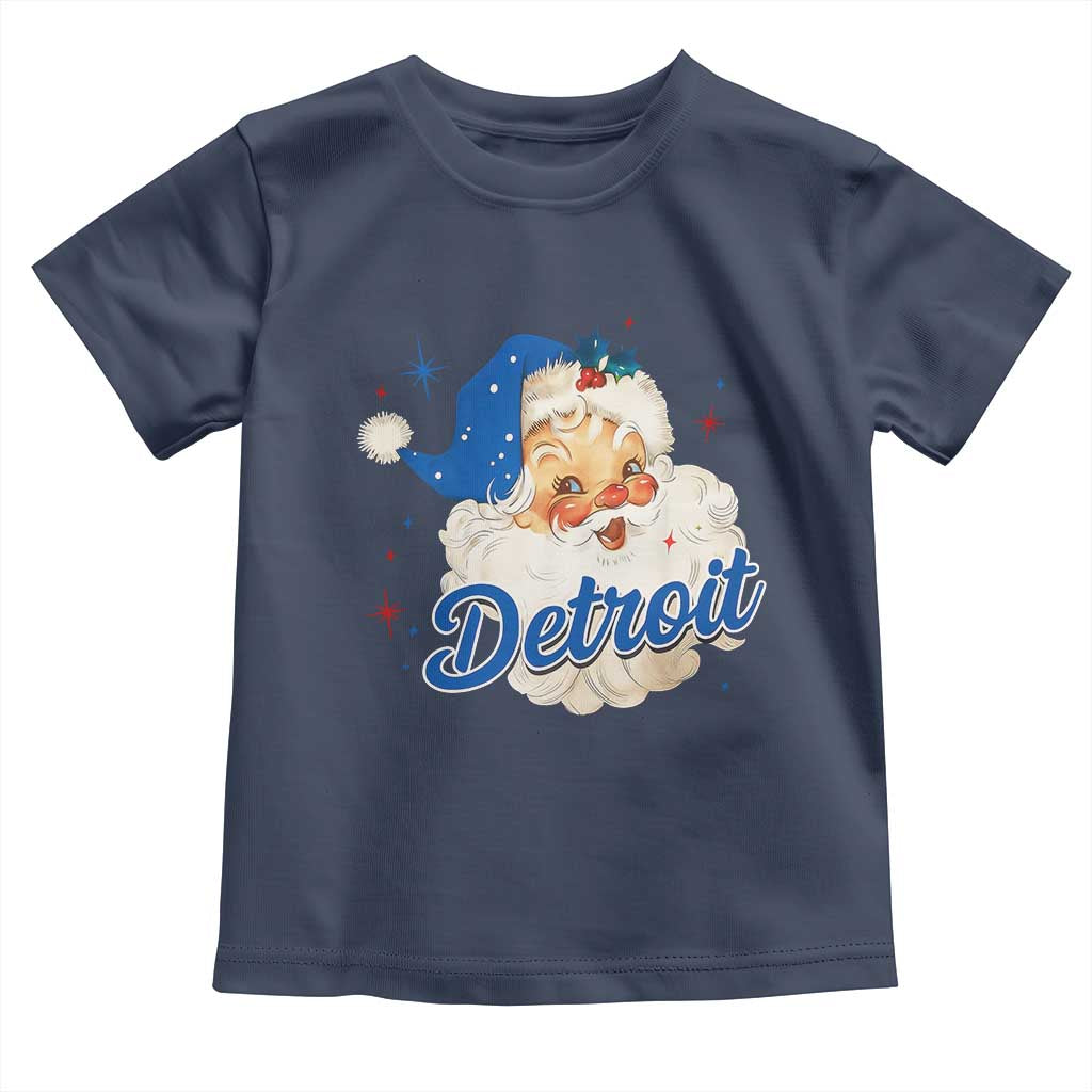 Christmas Detroit Football Toddler T Shirt Vintage Santa Lions Fan - Wonder Print Shop