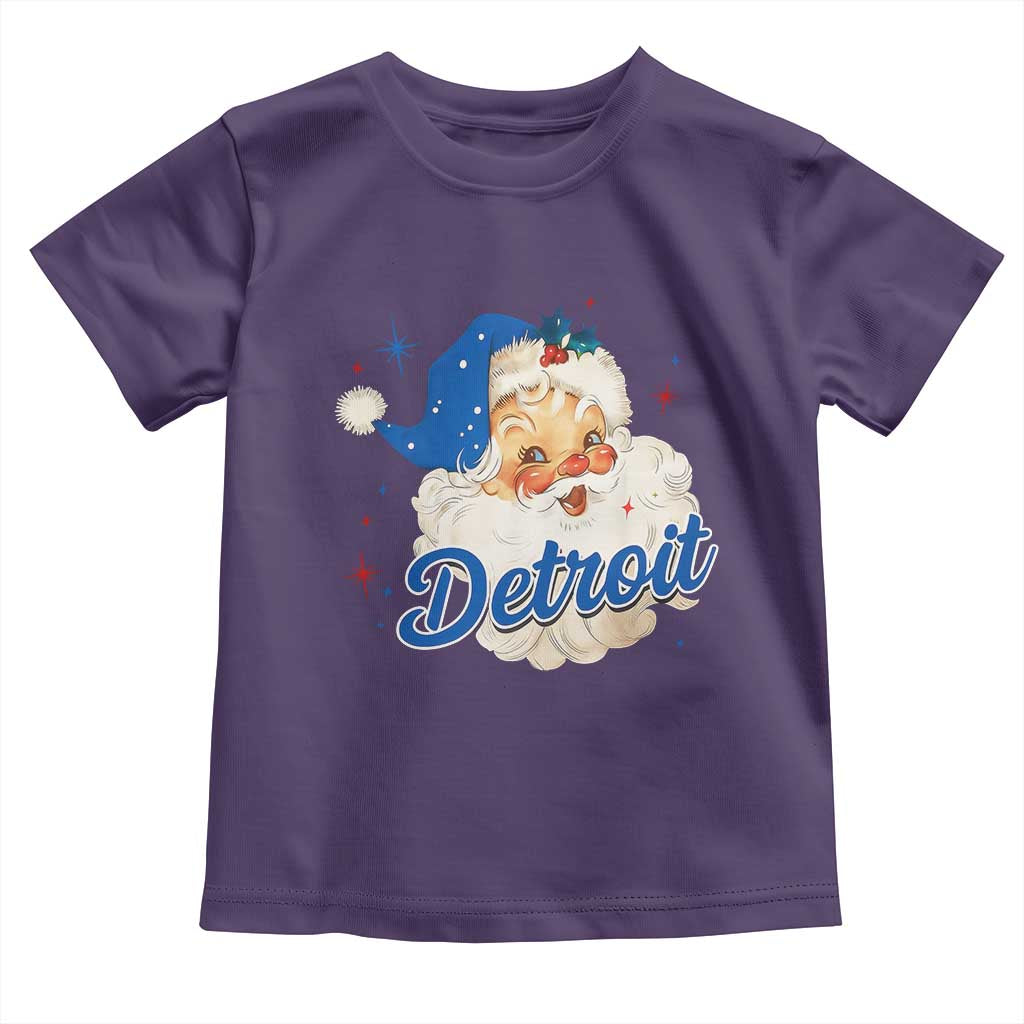 Christmas Detroit Football Toddler T Shirt Vintage Santa Lions Fan - Wonder Print Shop