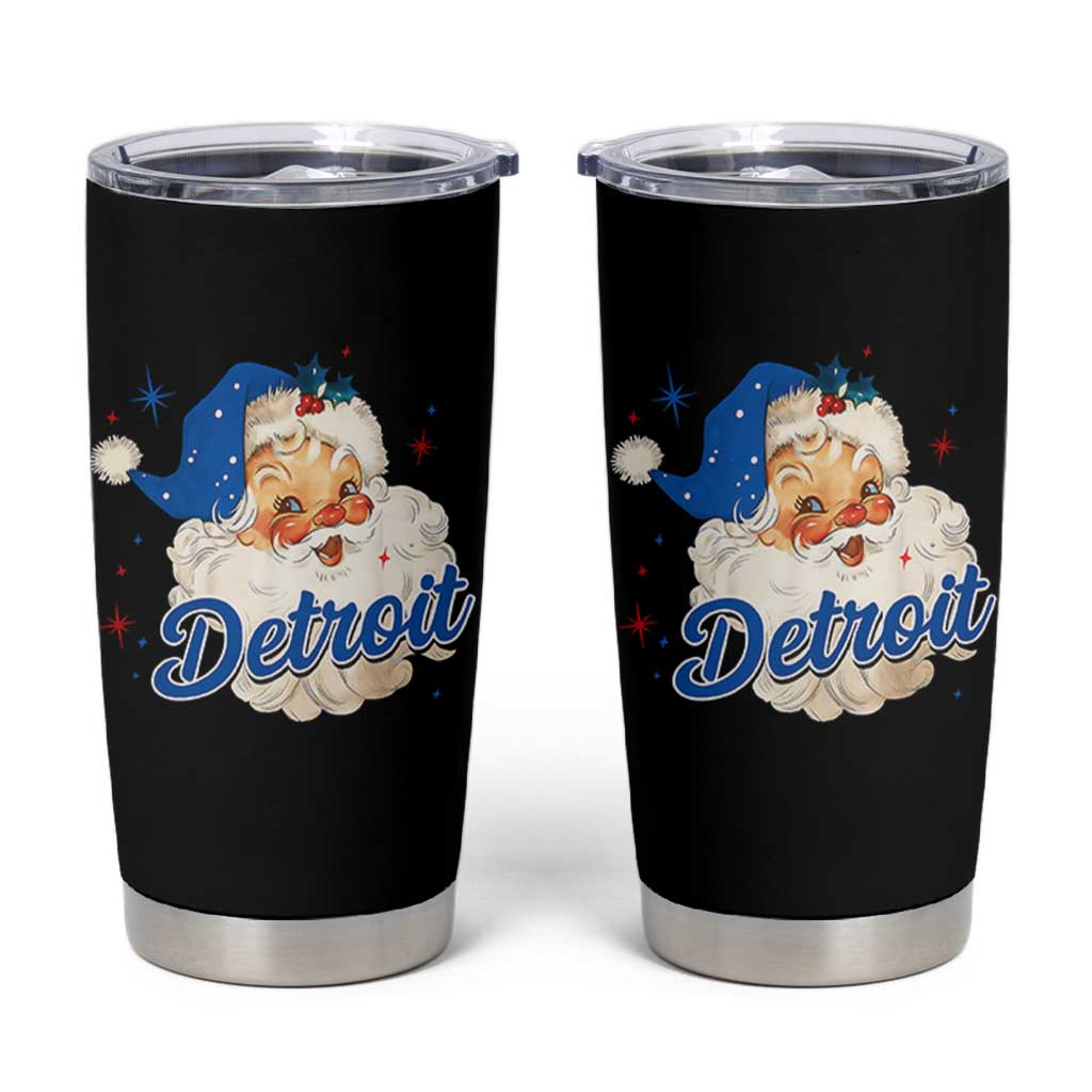 Christmas Detroit Football Tumbler Cup Vintage Santa Lions Fan - Wonder Print Shop