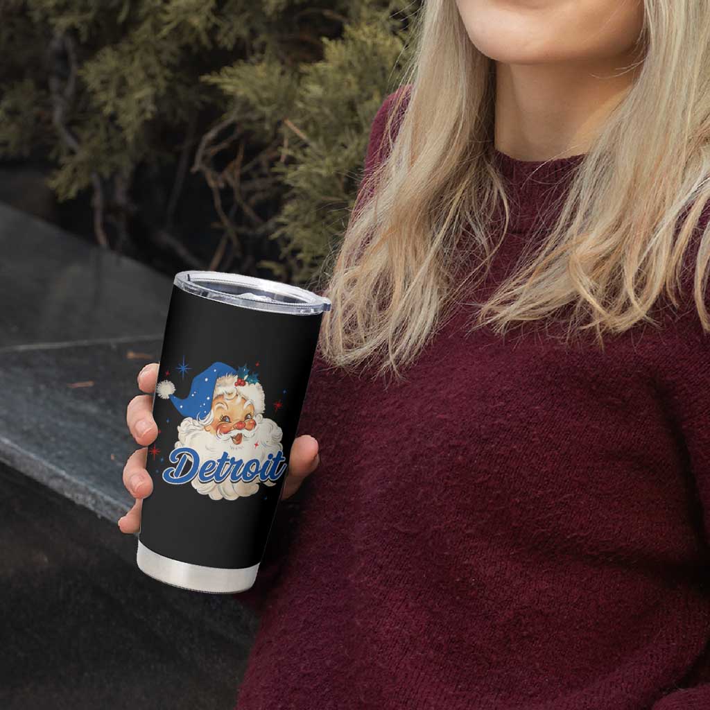 Christmas Detroit Football Tumbler Cup Vintage Santa Lions Fan - Wonder Print Shop