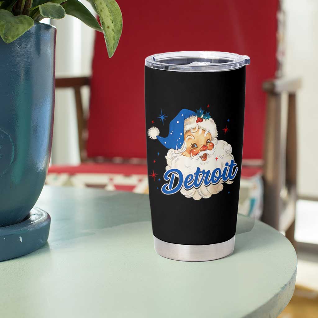 Christmas Detroit Football Tumbler Cup Vintage Santa Lions Fan - Wonder Print Shop