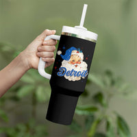 Christmas Detroit Football Tumbler With Handle Vintage Santa Lions Fan - Wonder Print Shop