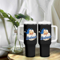 Christmas Detroit Football Tumbler With Handle Vintage Santa Lions Fan - Wonder Print Shop