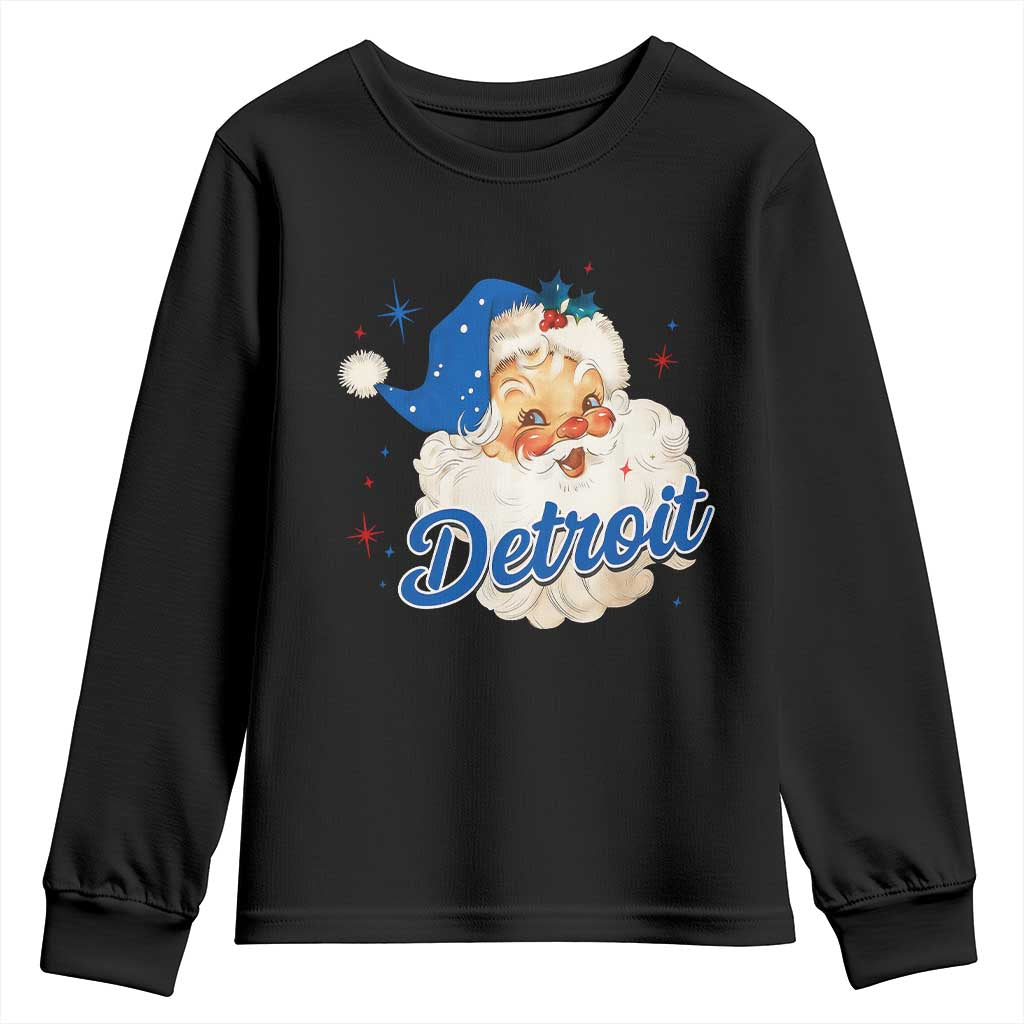 Christmas Detroit Football Youth Sweatshirt Vintage Santa Lions Fan - Wonder Print Shop