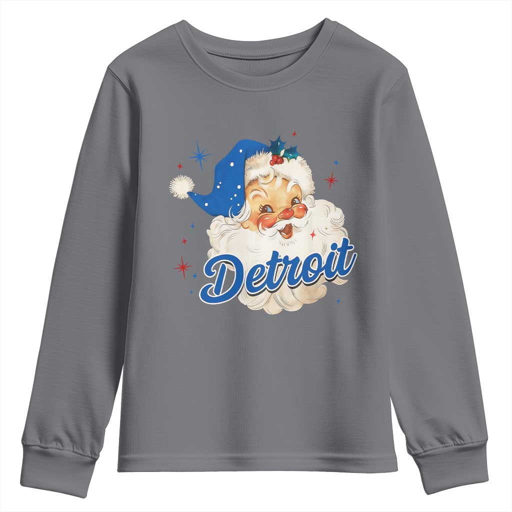 Christmas Detroit Football Youth Sweatshirt Vintage Santa Lions Fan - Wonder Print Shop