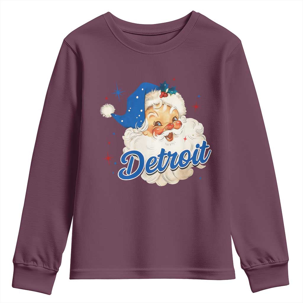 Christmas Detroit Football Youth Sweatshirt Vintage Santa Lions Fan - Wonder Print Shop