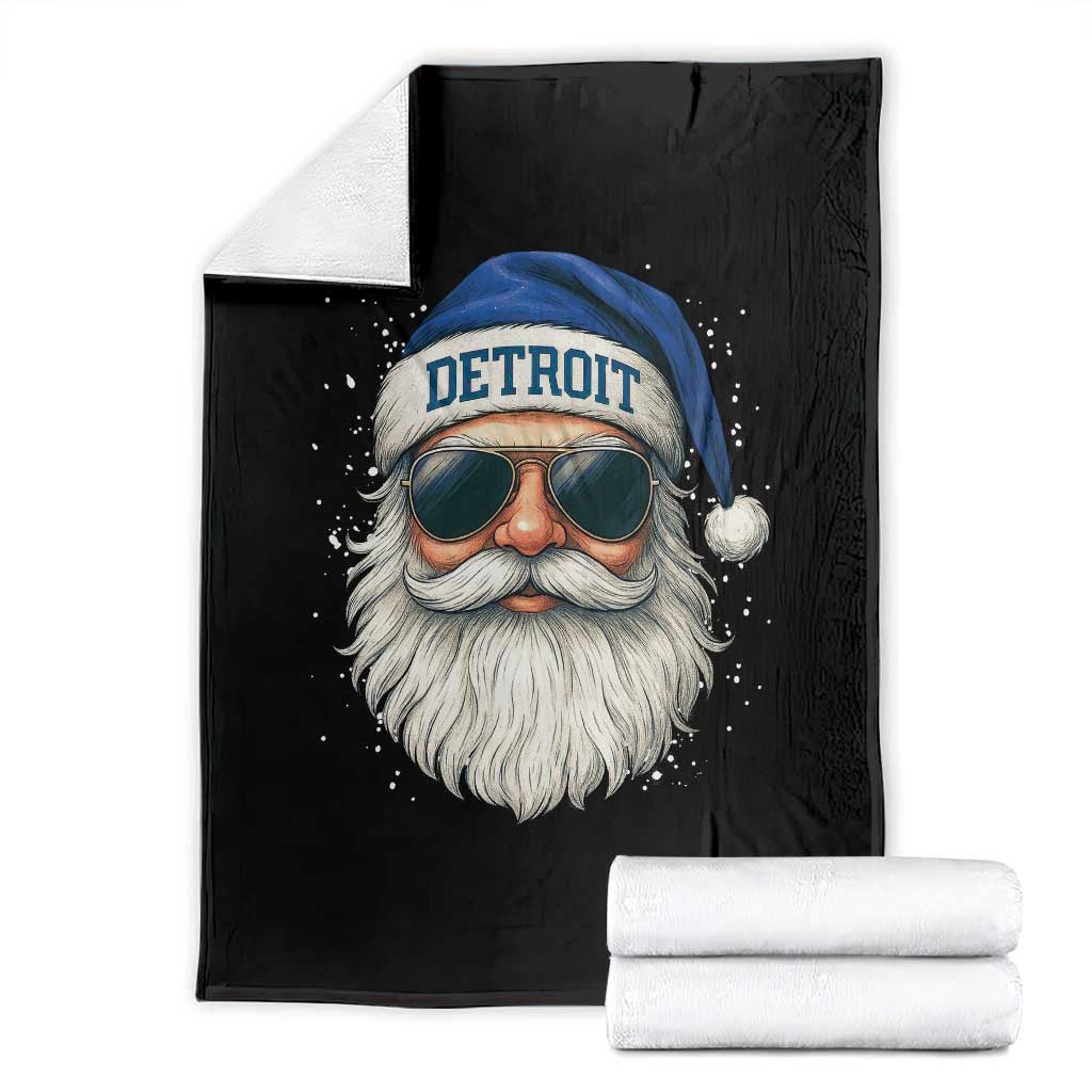 Vintage Detroit Football Christmas Throw Blanket Funny Retro Santa Lions Fan Xmas - Wonder Print Shop