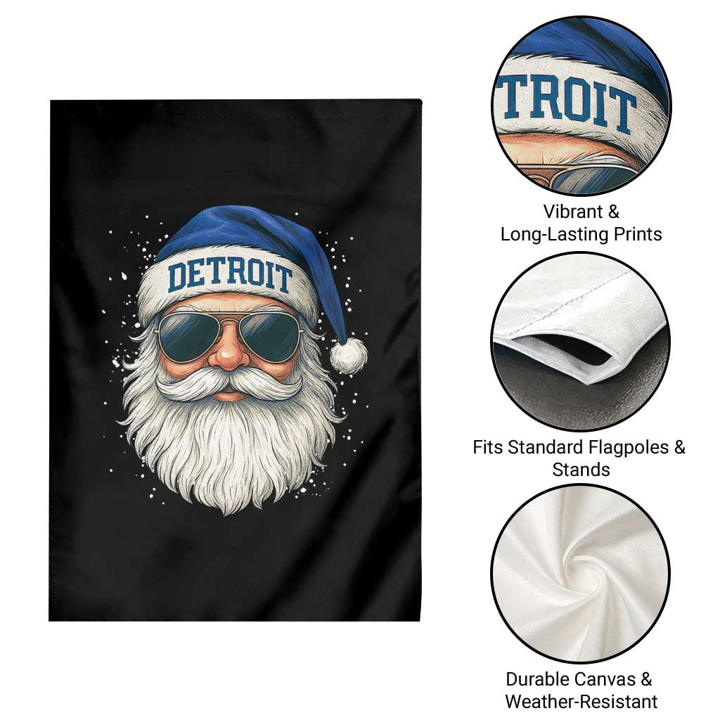 Vintage Detroit Football Christmas Garden Flag Funny Retro Santa Lions Fan Xmas - Wonder Print Shop