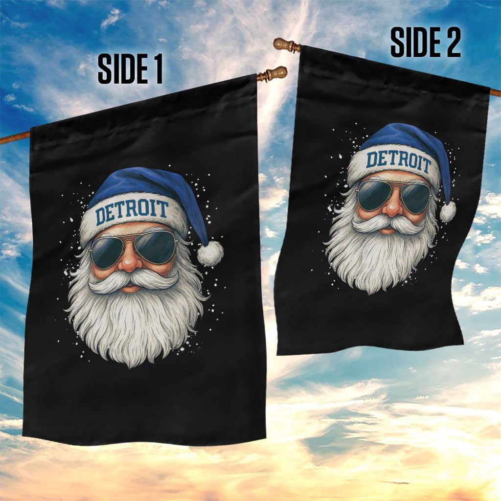 Vintage Detroit Football Christmas Garden Flag Funny Retro Santa Lions Fan Xmas - Wonder Print Shop