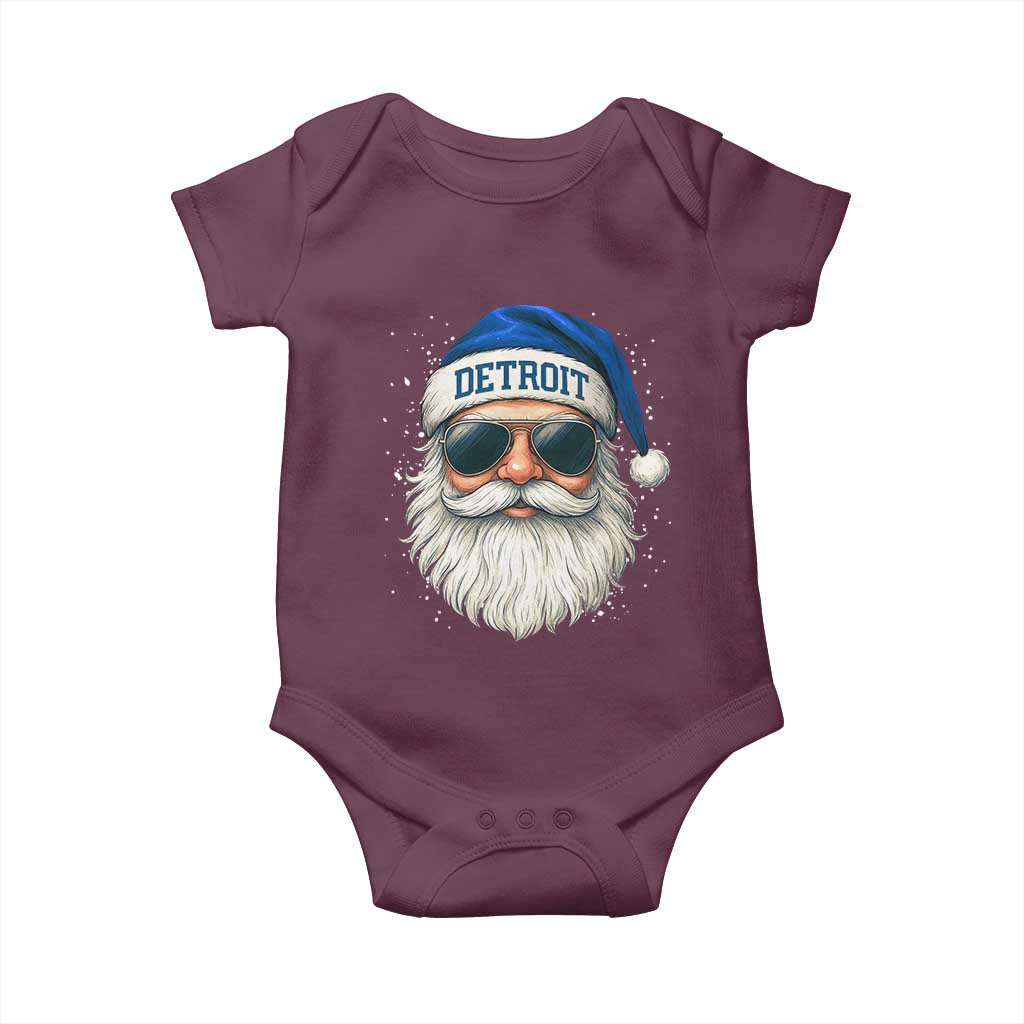 Vintage Detroit Football Christmas Baby Onesie Funny Retro Santa Lions Fan Xmas - Wonder Print Shop