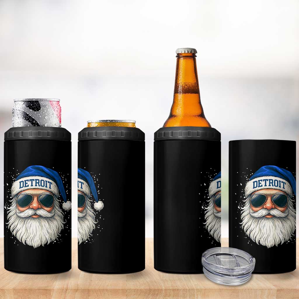 Vintage Detroit Football Christmas 4 in 1 Can Cooler Tumbler Funny Retro Santa Lions Fan Xmas - Wonder Print Shop