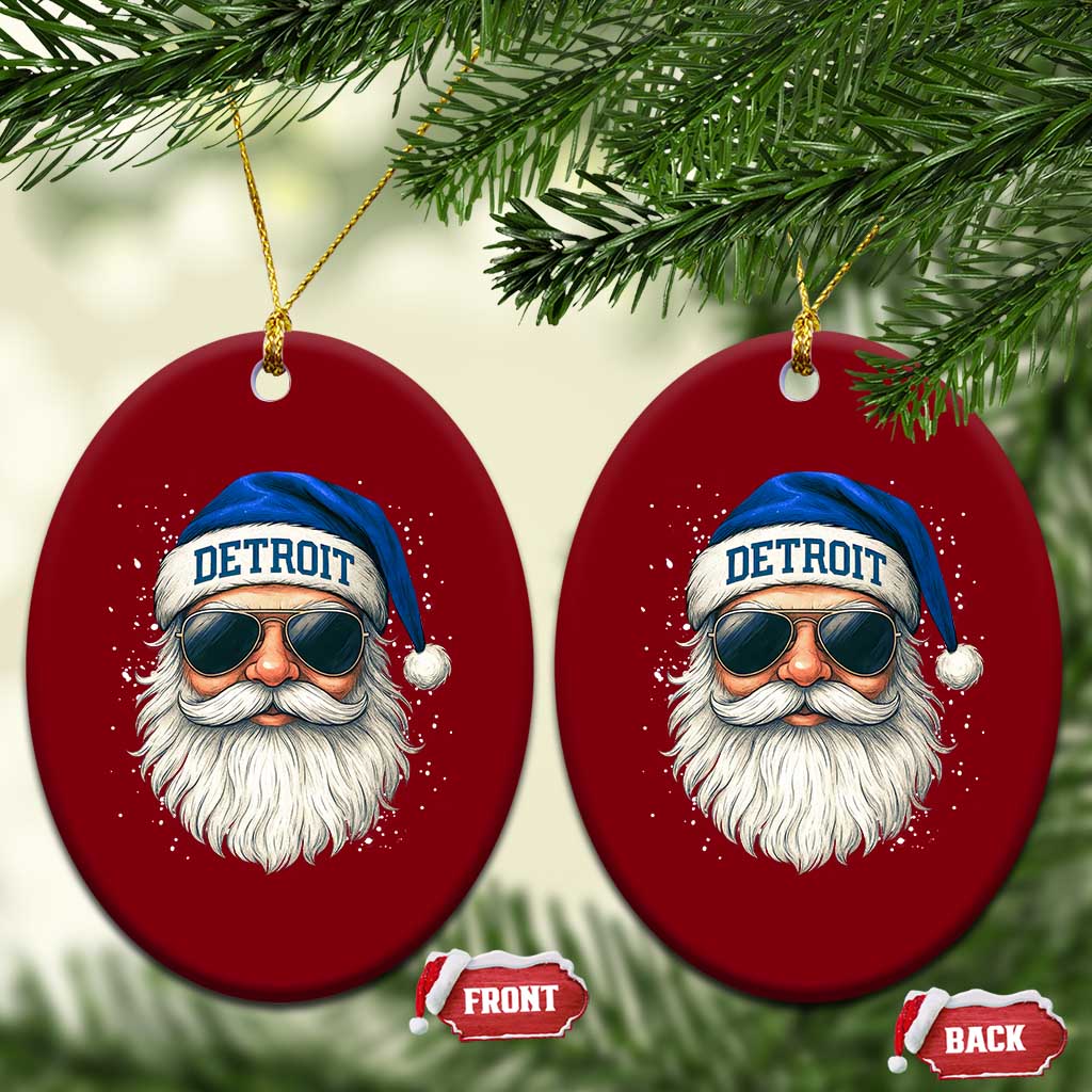 Vintage Detroit Football Christmas Ceramic Ornament Funny Retro Santa Lions Fan Xmas - Wonder Print Shop