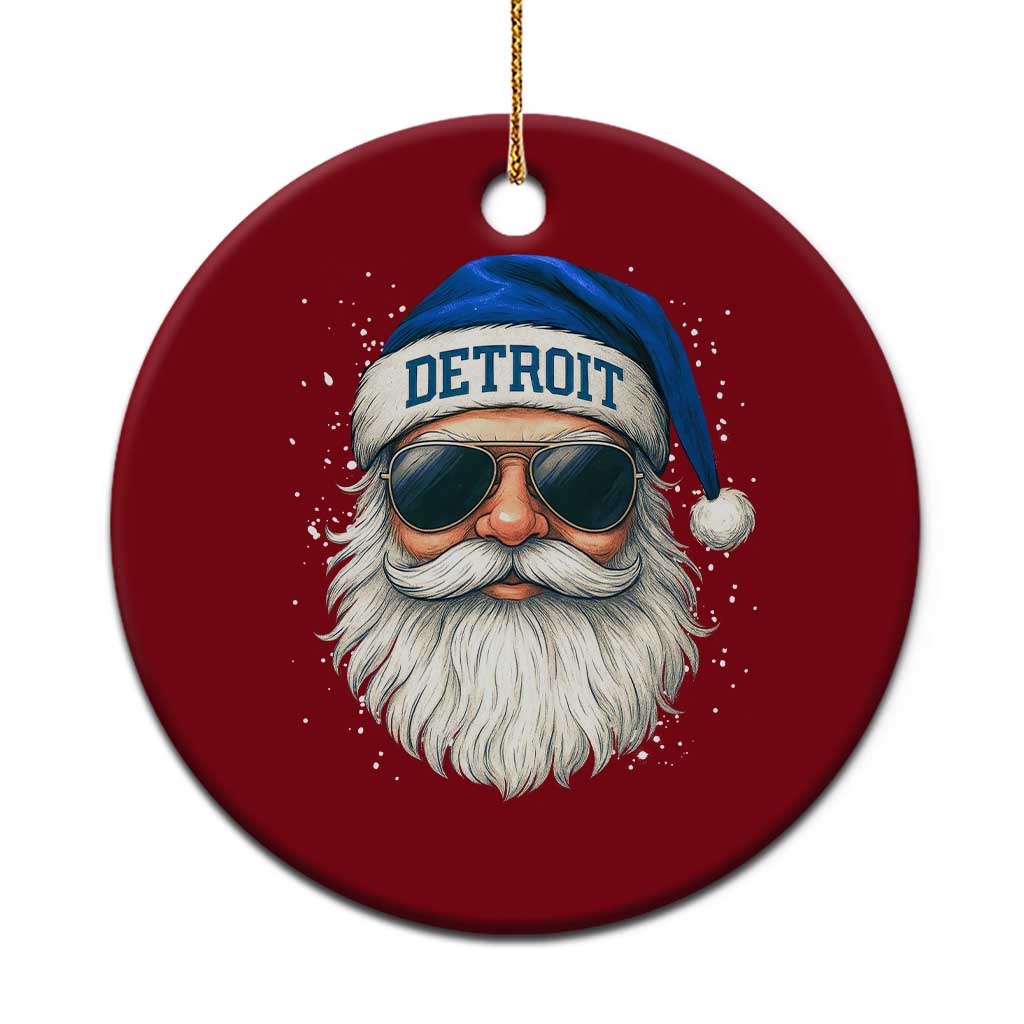Vintage Detroit Football Christmas Ceramic Ornament Funny Retro Santa Lions Fan Xmas - Wonder Print Shop