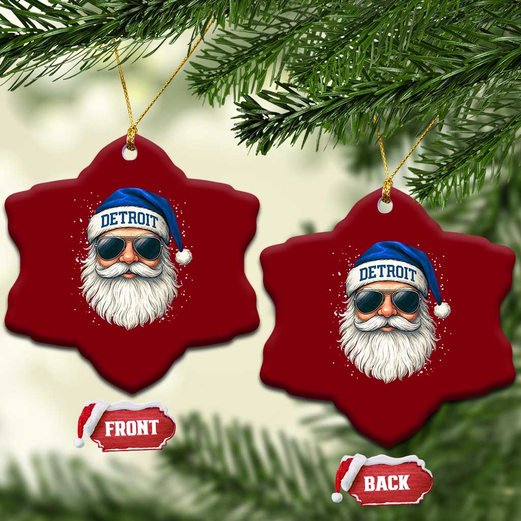 Vintage Detroit Football Christmas Ceramic Ornament Funny Retro Santa Lions Fan Xmas - Wonder Print Shop