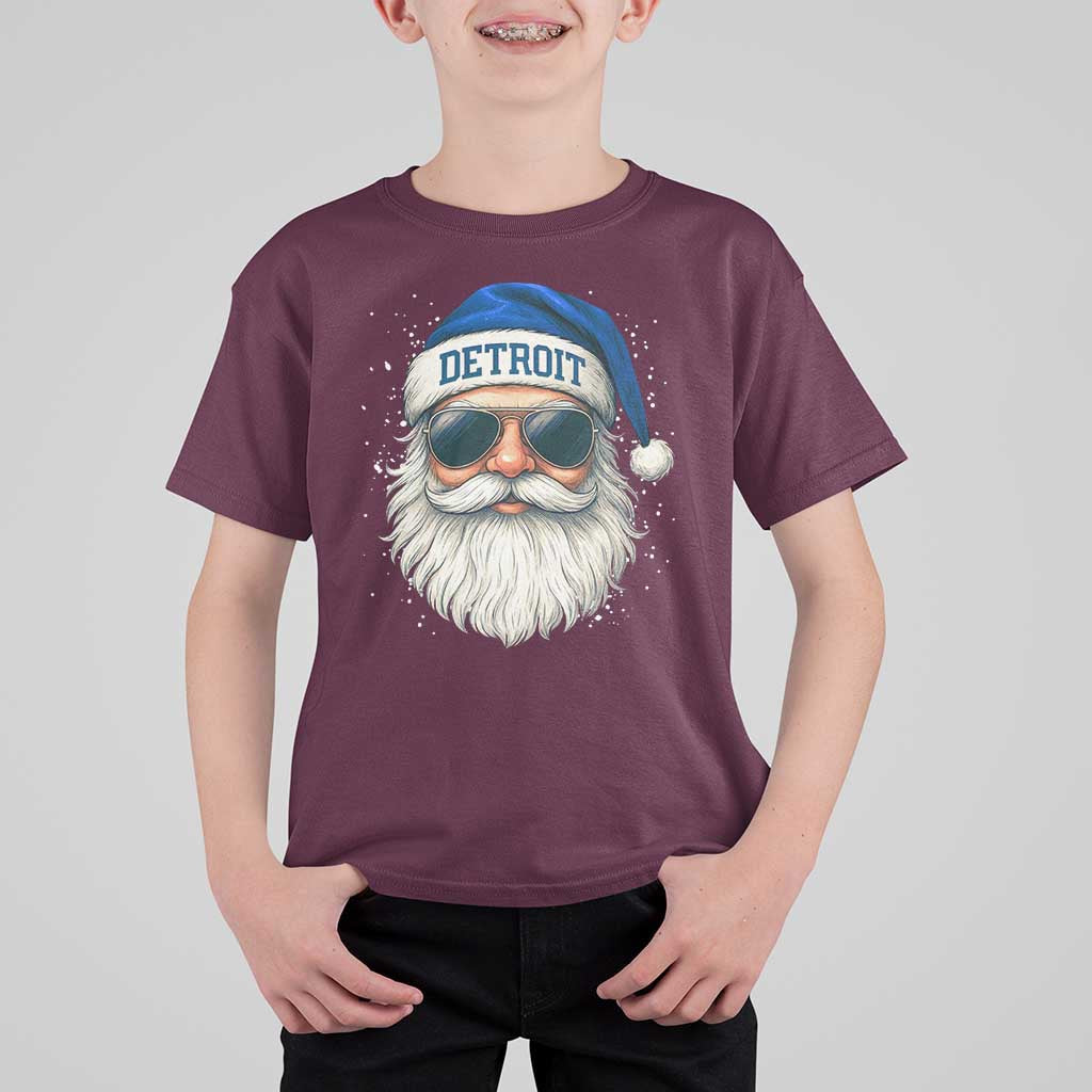 Vintage Detroit Football Christmas T Shirt For Kid Funny Retro Santa Lions Fan Xmas - Wonder Print Shop