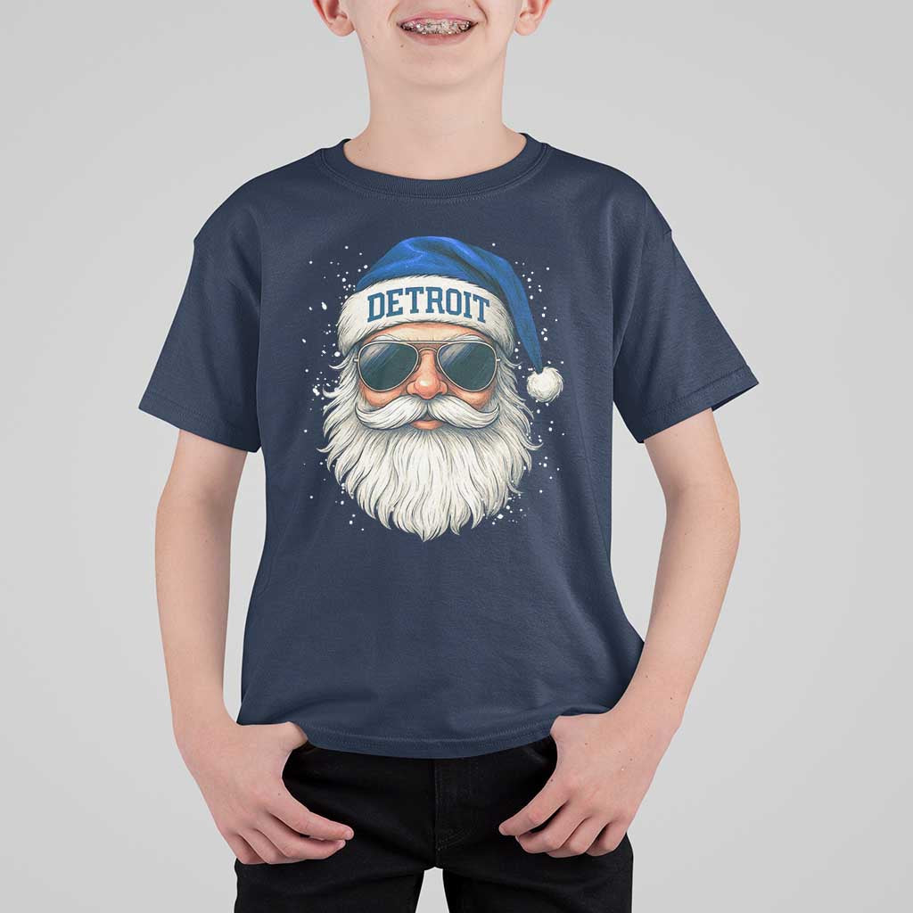 Vintage Detroit Football Christmas T Shirt For Kid Funny Retro Santa Lions Fan Xmas - Wonder Print Shop