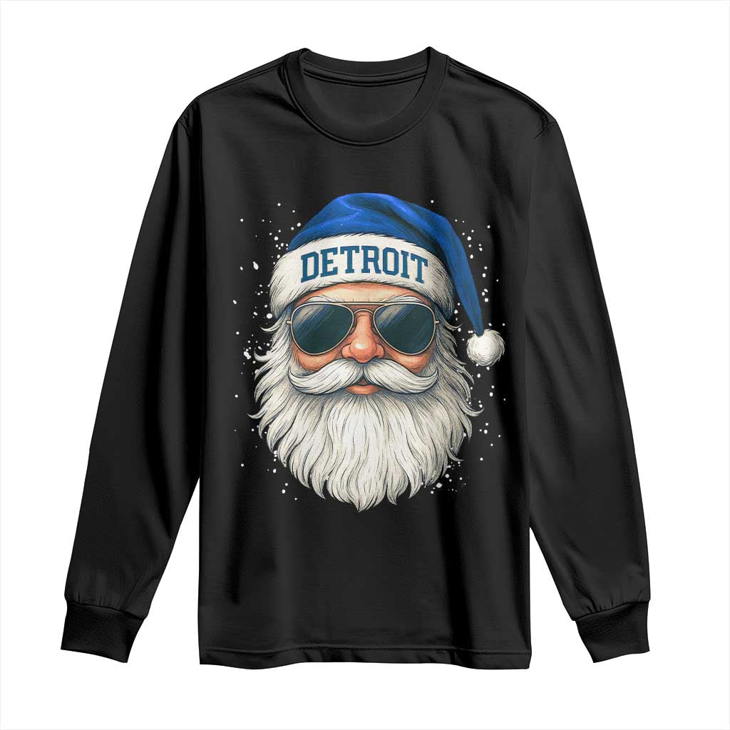 Vintage Detroit Football Christmas Long Sleeve Shirt Funny Retro Santa Lions Fan Xmas - Wonder Print Shop
