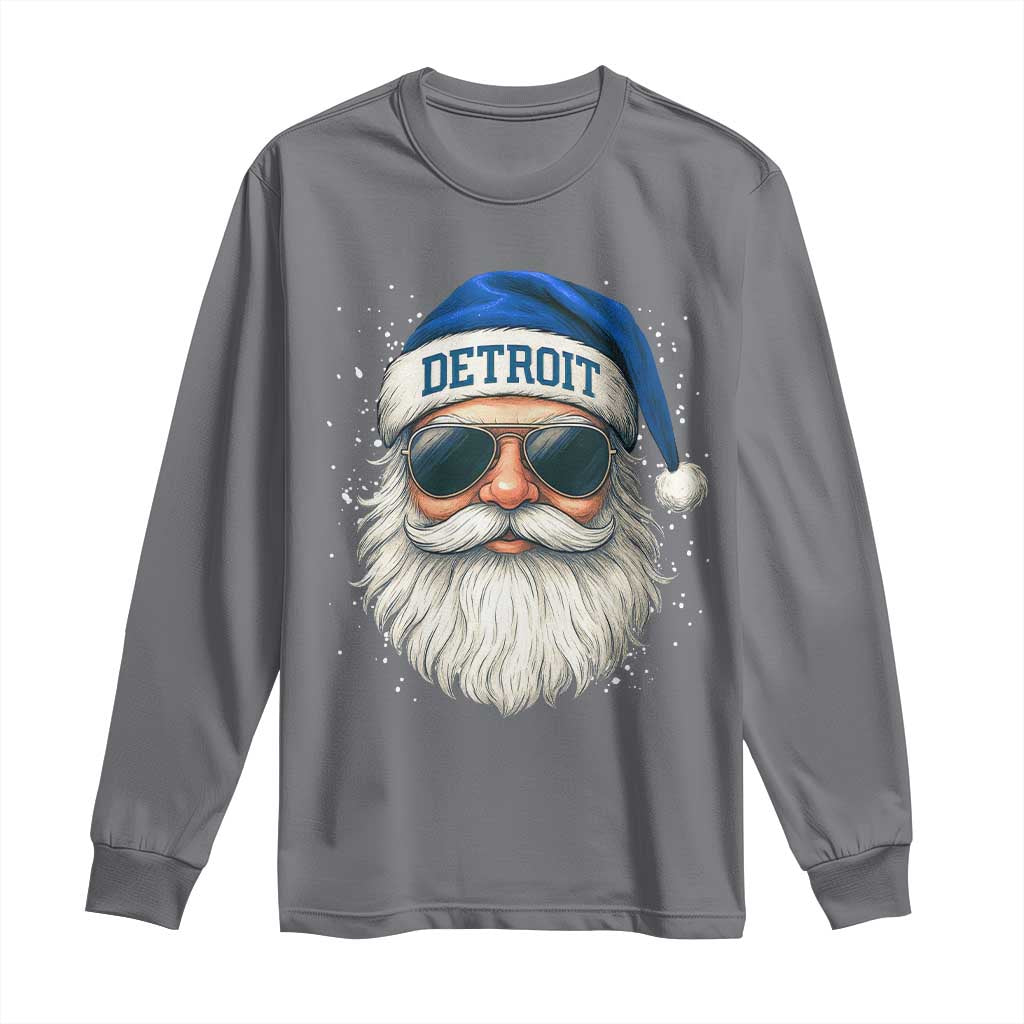 Vintage Detroit Football Christmas Long Sleeve Shirt Funny Retro Santa Lions Fan Xmas - Wonder Print Shop