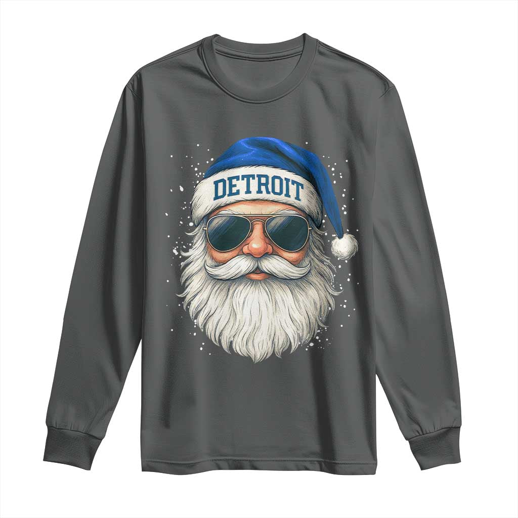 Vintage Detroit Football Christmas Long Sleeve Shirt Funny Retro Santa Lions Fan Xmas - Wonder Print Shop