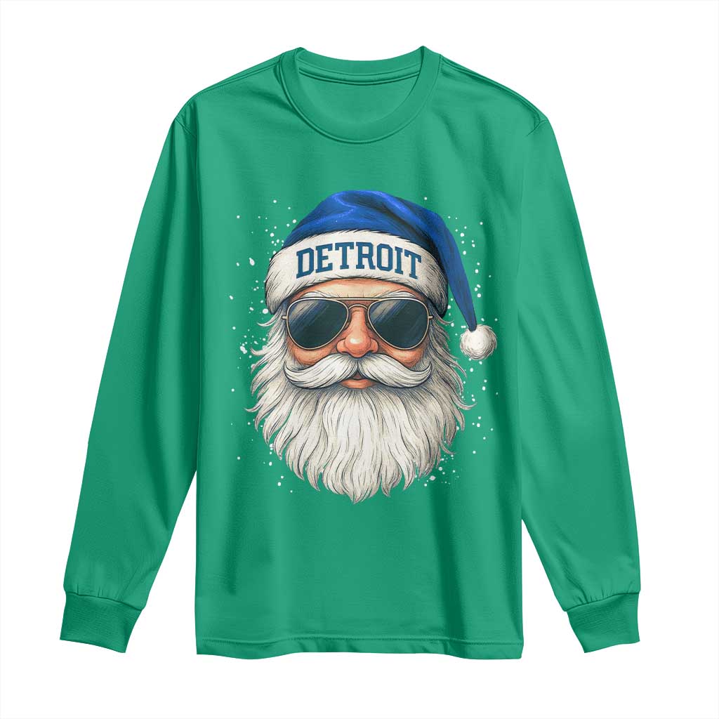 Vintage Detroit Football Christmas Long Sleeve Shirt Funny Retro Santa Lions Fan Xmas - Wonder Print Shop