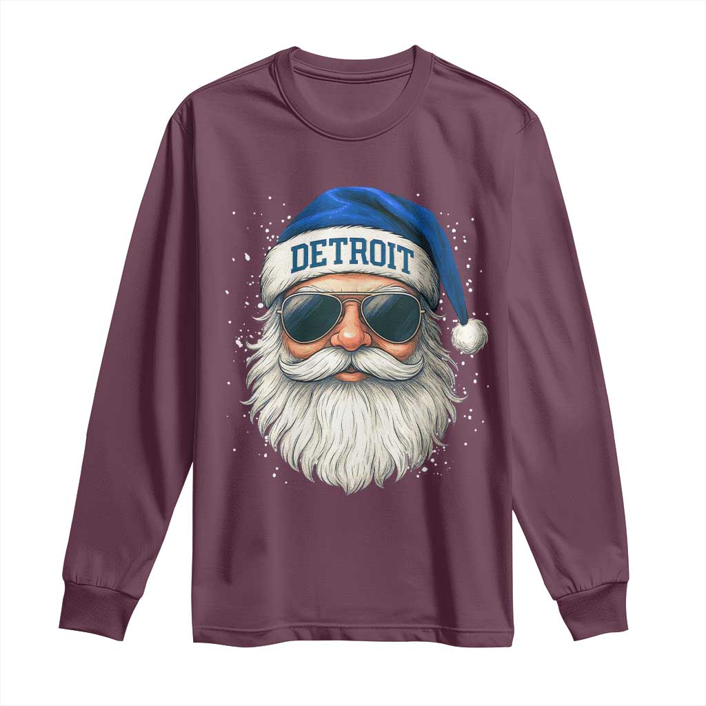 Vintage Detroit Football Christmas Long Sleeve Shirt Funny Retro Santa Lions Fan Xmas - Wonder Print Shop
