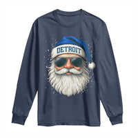 Vintage Detroit Football Christmas Long Sleeve Shirt Funny Retro Santa Lions Fan Xmas - Wonder Print Shop