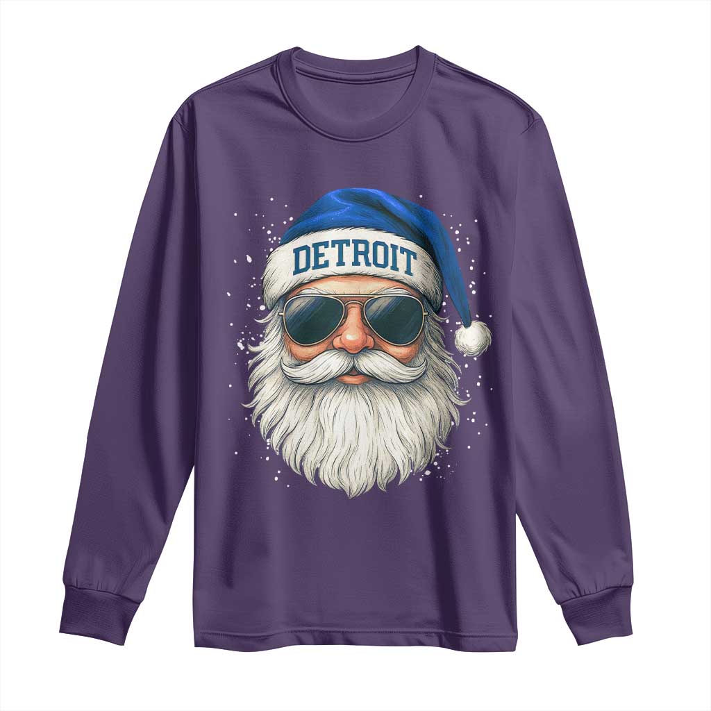 Vintage Detroit Football Christmas Long Sleeve Shirt Funny Retro Santa Lions Fan Xmas - Wonder Print Shop