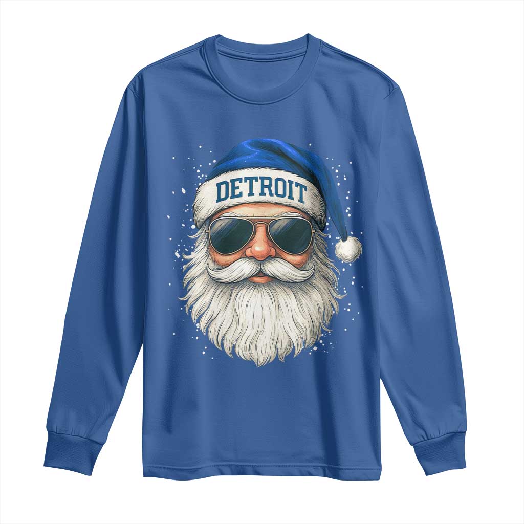 Vintage Detroit Football Christmas Long Sleeve Shirt Funny Retro Santa Lions Fan Xmas - Wonder Print Shop